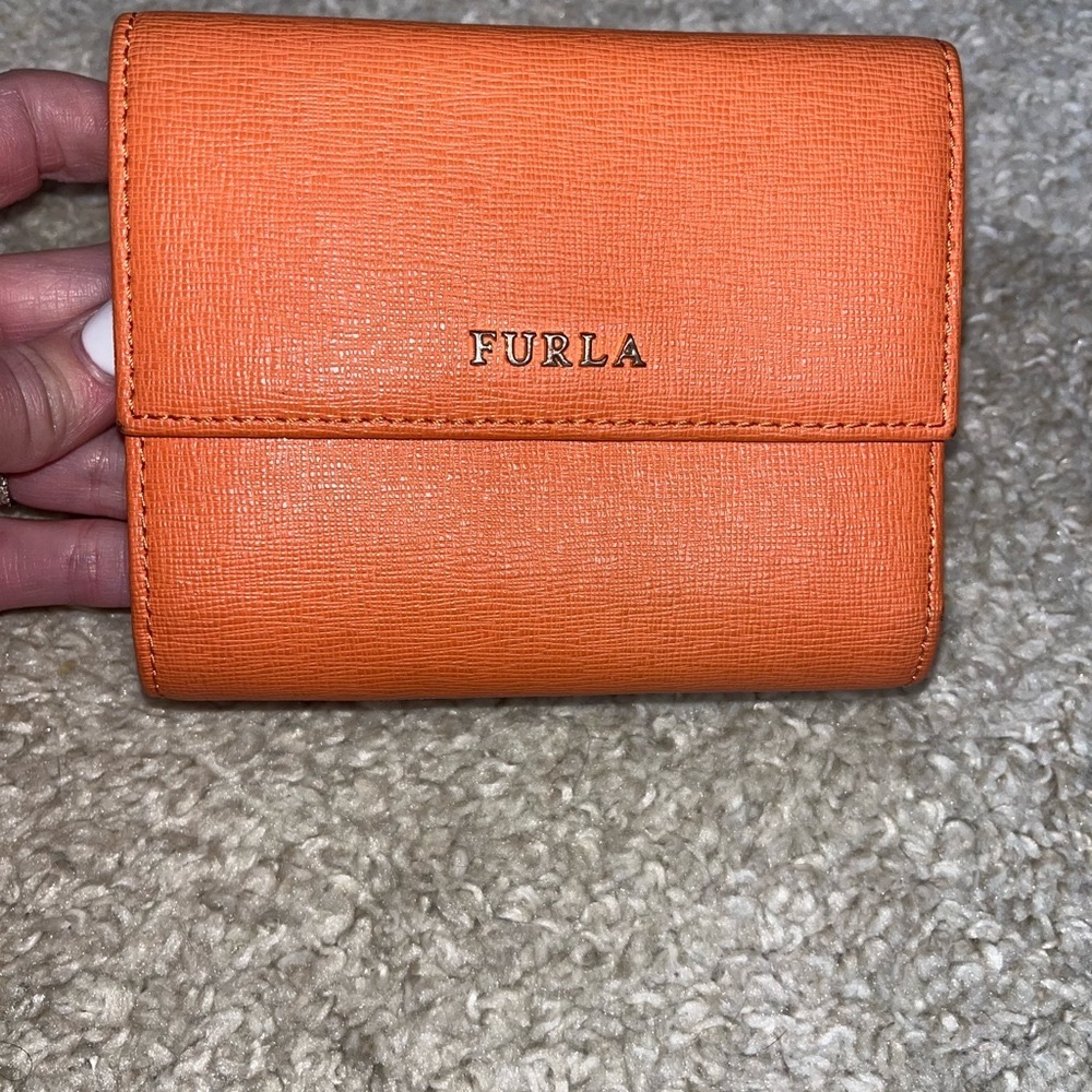 Furla Saffiano leather Orange wallet